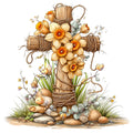 Old Rugged Floral Cross Fabric Panel 16