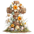 Old Rugged Floral Cross Fabric Panel 17