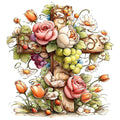 Old Rugged Floral Cross Fabric Panel 24