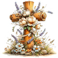 Old Rugged Floral Cross Fabric Panel 28