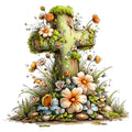 Old Rugged Floral Cross Fabric Panel 29