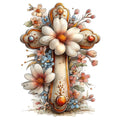 Old Rugged Floral Cross Fabric Panel 30