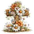 Old Rugged Floral Cross Fabric Panel 35