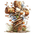 Old Rugged Floral Cross Fabric Panel 4