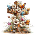 Old Rugged Floral Cross Fabric Panel 41