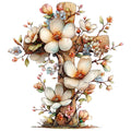Old Rugged Floral Cross Fabric Panel 6