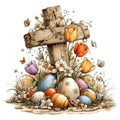 Old Rugged Floral Cross Fabric Panel 7