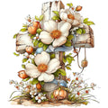 Old Rugged Floral Cross Fabric Panel 9