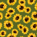 Olive Sunflower Dance 45" wide Fabric per yard