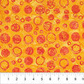 Orange on Yellow Bubble Celebration Cotton 44/45 Fabric Per Yard