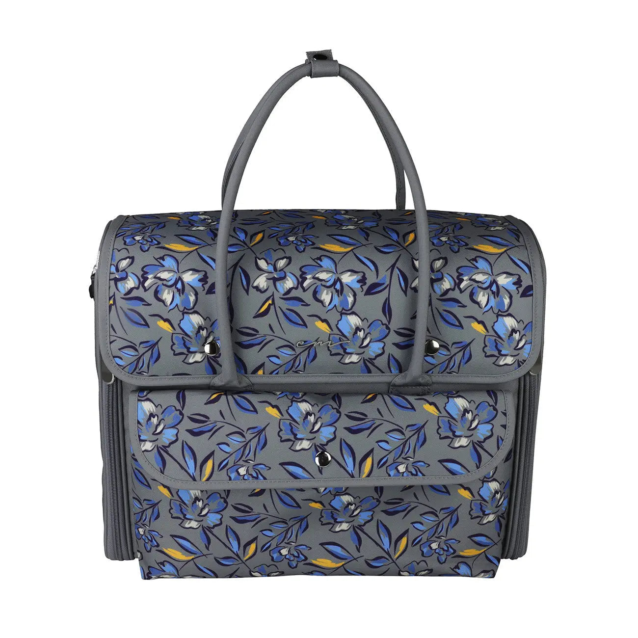Over the Shoulder Sewing Machine Carry Tote Blue Grey Floral