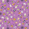 Spooky Halloween Toss Purple Cotton 44"/45" Fabric Per Yard