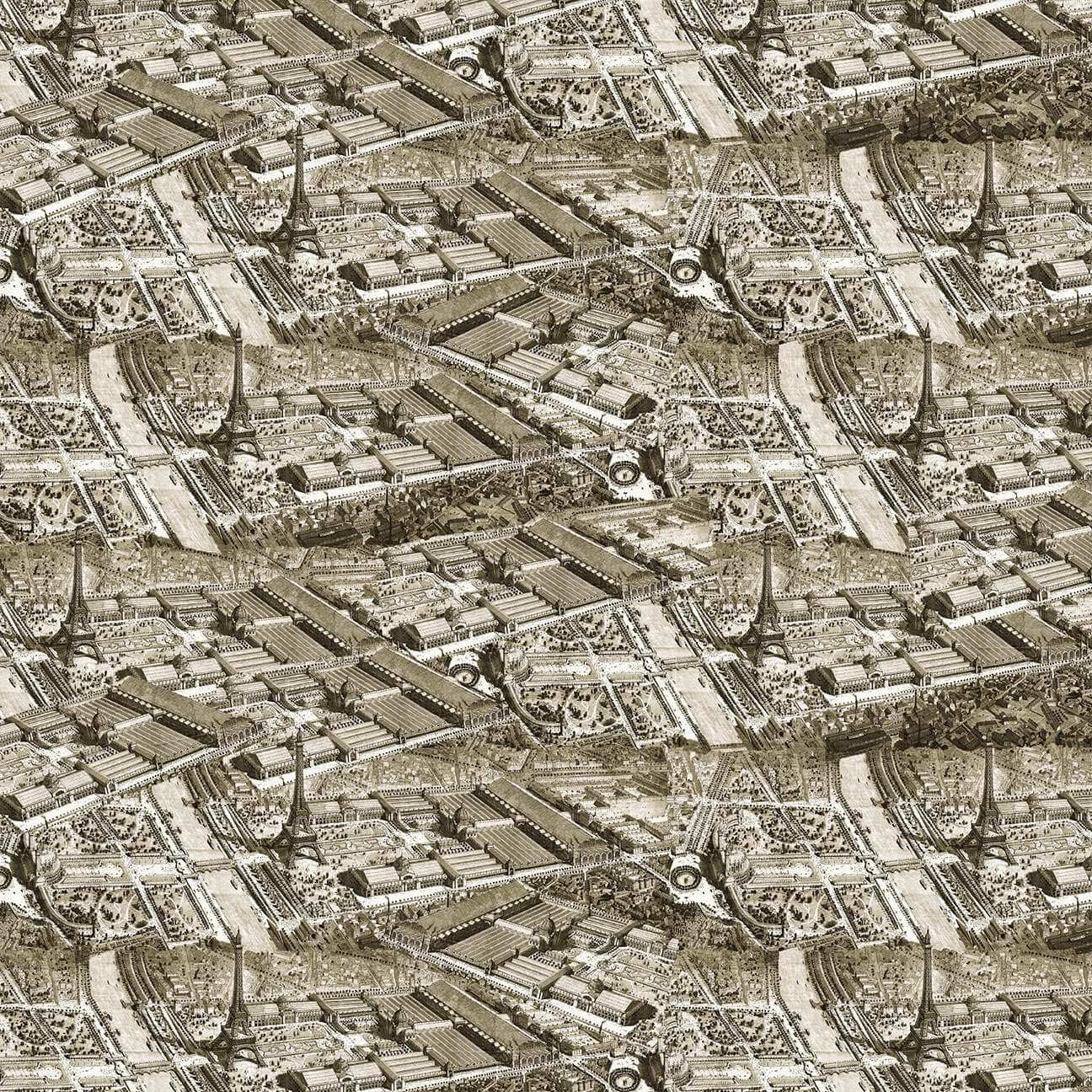 Paris Nights - Map - Sepia 44" / 45" Fabric Per Yard