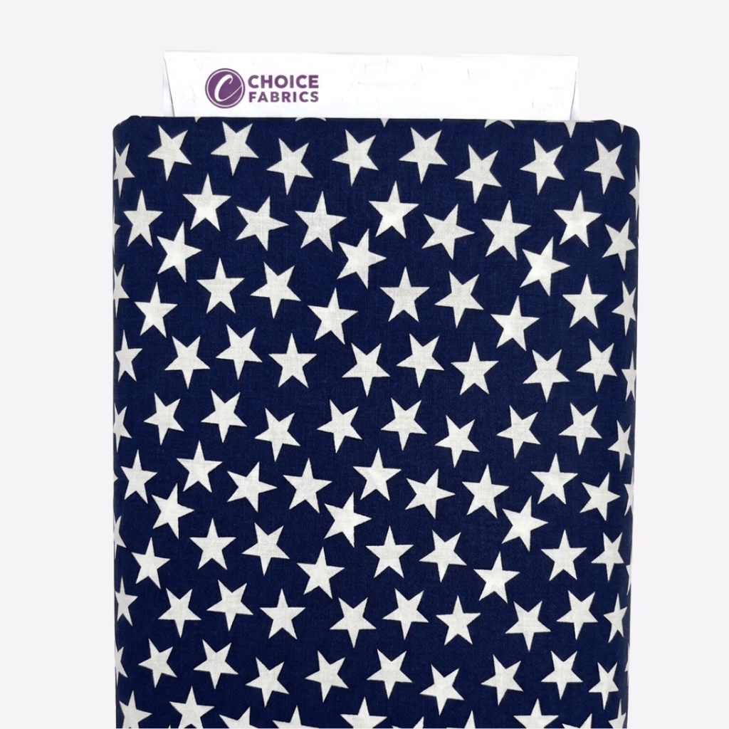 Patriotic Stars 108" Supreme Backings - Large White Stars on Navy Wideback Fabric Per Yard