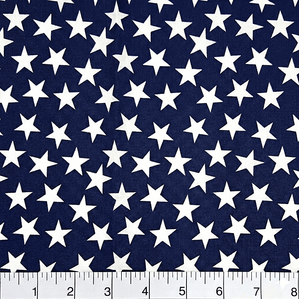 Patriotic Stars 108" Supreme Backings - Large White Stars on Navy Wideback Fabric Per Yard
