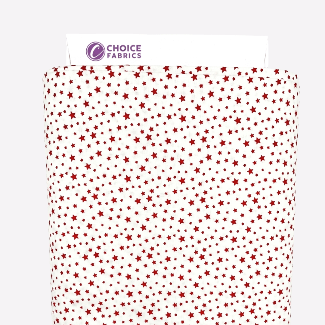 Patriotic Stars 108" Supreme Backings - Red Stars on White Wideback Fabric Per Yard