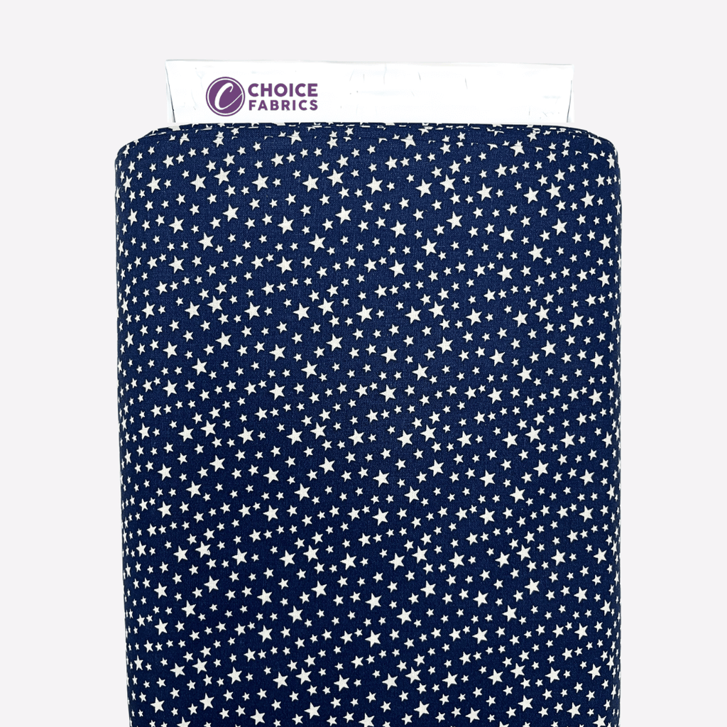Patriotic Stars 108" Supreme Backings - White Stars on Navy Wideback Fabric Per Yard