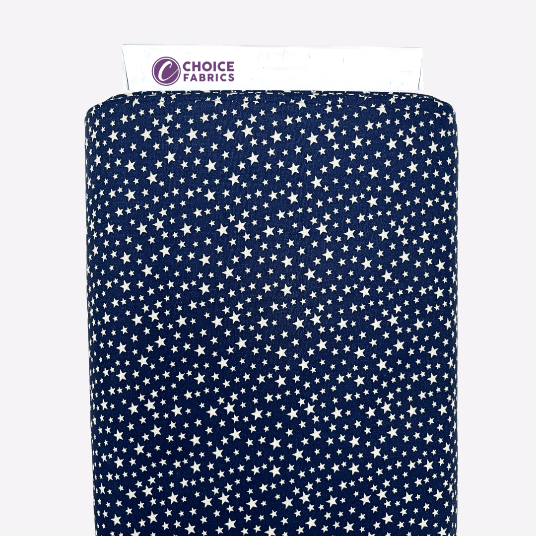 Patriotic Stars 108" Supreme Backings - White Stars on Navy Wideback Fabric Per Yard