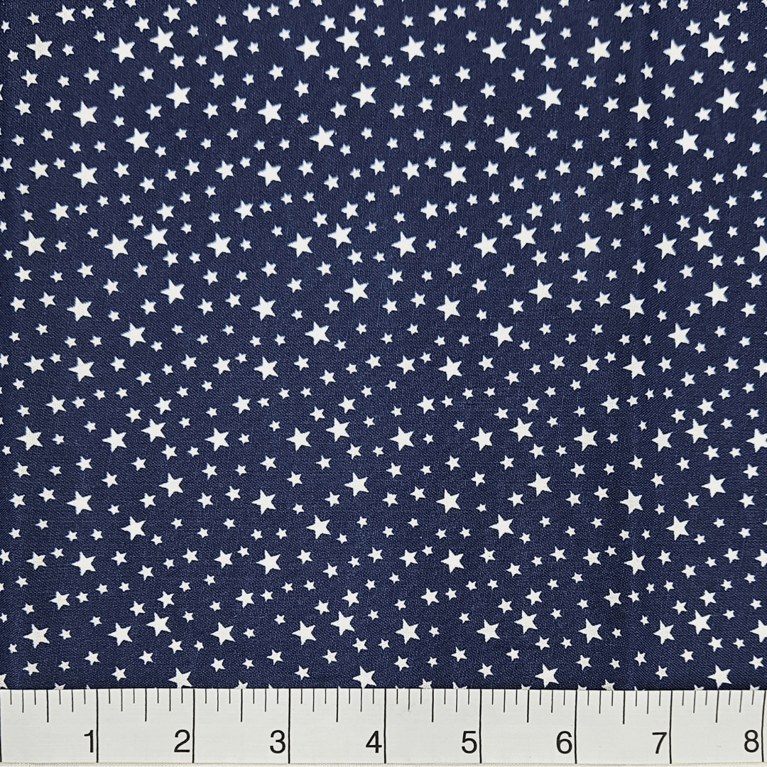 Patriotic Stars 108" Supreme Backings - White Stars on Navy Wideback Fabric Per Yard