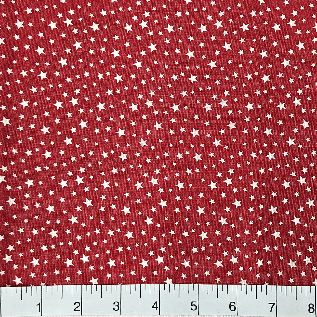 Patriotic Stars 108" Supreme Backings - White Stars on Red Wideback Fabric Per Yard