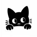 Peeking Black Cat Fabric Panel 14