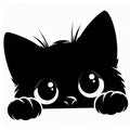 Peeking Black Cat Fabric Panel 15