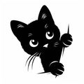 Peeking Black Cat Fabric Panel 2