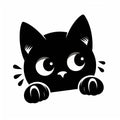 Peeking Black Cat Fabric Panel 3