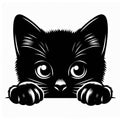 Peeking Black Cat Fabric Panel 8