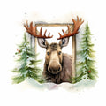 Peeking Moose Fabric Panel 10