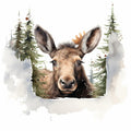 Peeking Moose Fabric Panel 2