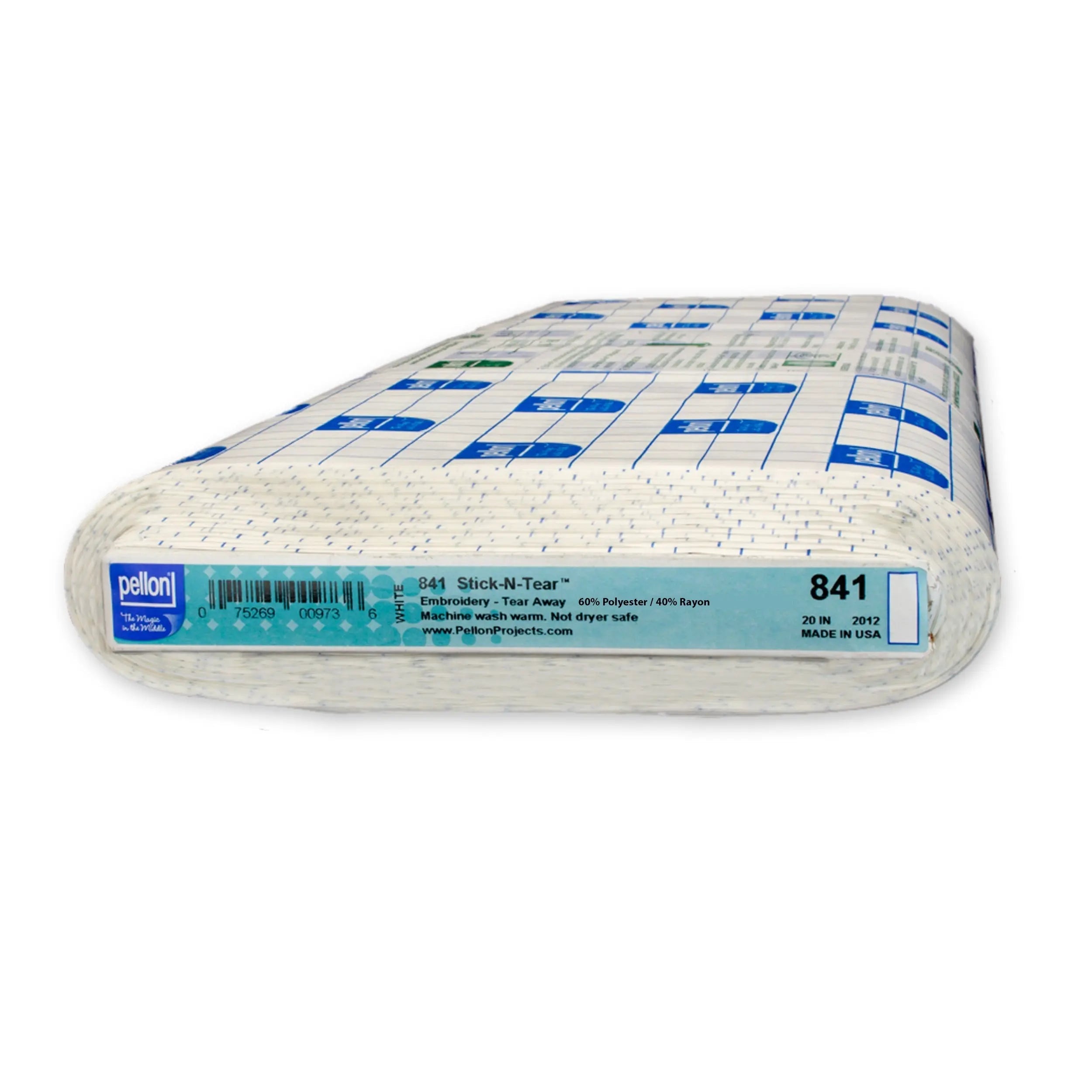 Pellon® 841 Stick-N-Tear™ Stabilizer 20" x 10 yards Bolt. Color: White.
