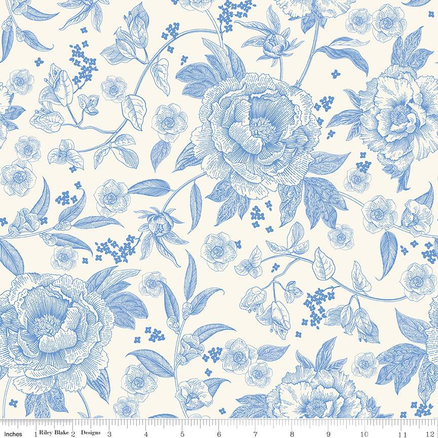 Penelope Floral Cream Cotton Wideback Fabric per yard