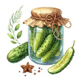 Pickle in a Glass Jar Fabric Panel 12