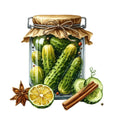 Pickle in a Glass Jar Fabric Panel 14
