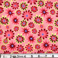 Pink Flower Power 45" Wide Cotton Fabric Per Yard