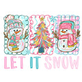 Pink Let It Snow Fabric Panel 1