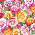 Pink Multi Roses Blissful Blooms Cotton 43"/44" Fabric Per Yard