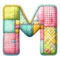 Pink Patchwork Alphabet Fabric Panel 24