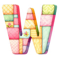 Pink Patchwork Alphabet Fabric Panel 34