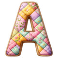 Pink Patchwork Alphabet Fabric Panel 37