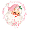 Pink Santa Joy Fabric Panel 1