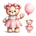 Pink Teddy Bears Fabric Panel 2