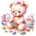 Pink Teddy Bears Fabric Panel 4