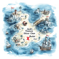 Pirate Treasure Map Fabric Panel 17