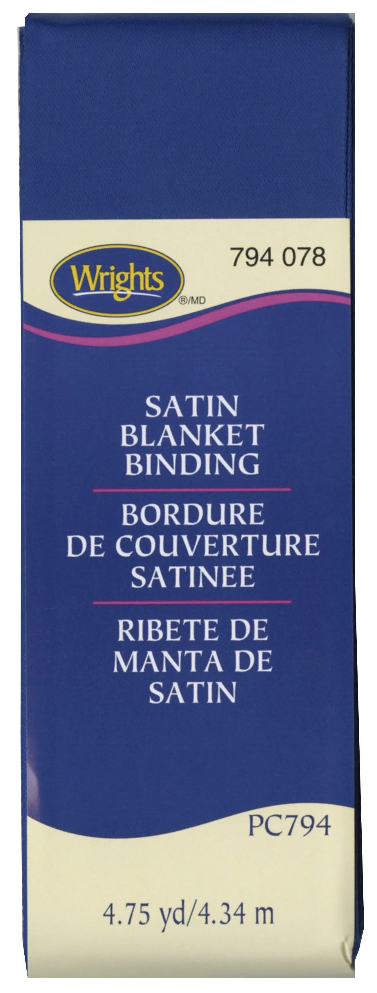 Poly Blanket Binding 4.75yd  Yale Blue
