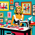 Pop Art Sewing Fabric Panel 45
