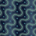 Prussian Blue Serpentine Stripe Lost Gardens of Heligan Cotton 43"/44" Fabric Per Yard