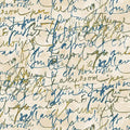 Prussian/Cream Fluidity Script Large Cotton 44/45" Fabric Per Yard