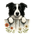 Puppies Peeking Over Fence Fabric Panel 1